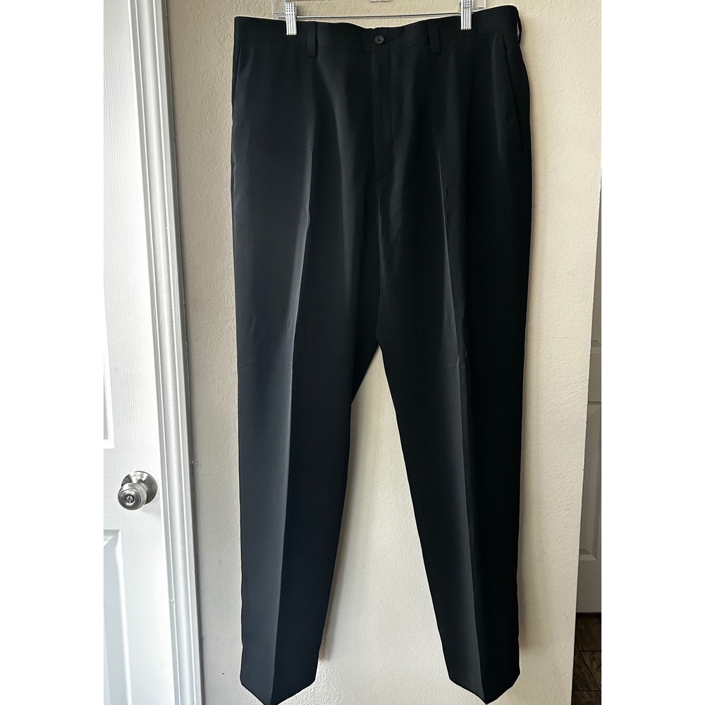 Kenneth Cole Reaction Mens Black Dress Pants 38x34 Flat Front Straight Leg